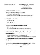 Đề thi khảo sát đầu năm môn Toán lớp 8 năm học 2015 - 2016 - Trường THCS Kim Thư